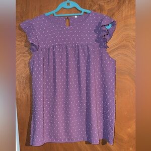 Elegant Ruffle Sleeve Blouse in Purple